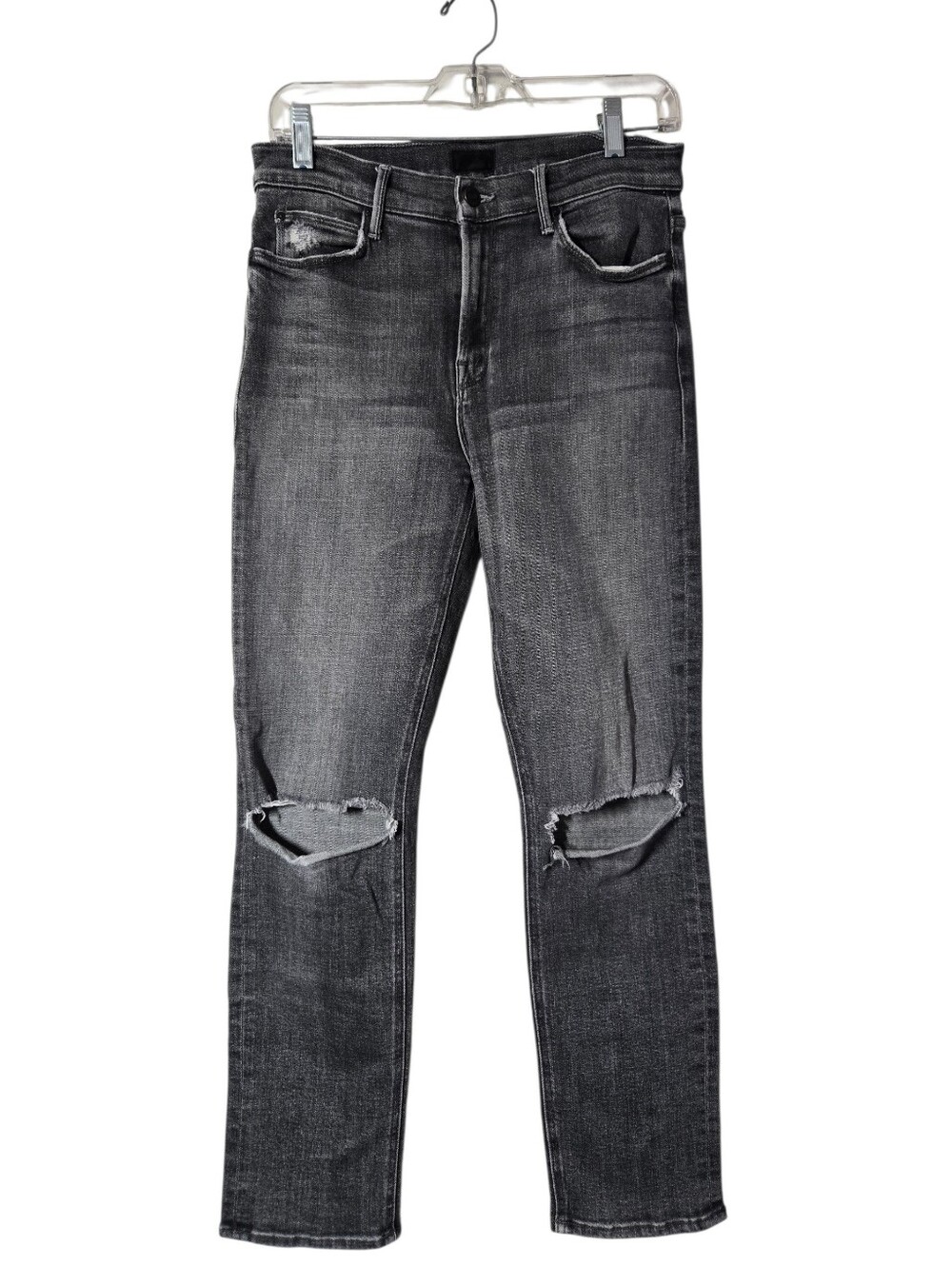 MOTHER The Mid Rise Dazzler Ankle Jean Open Later Distressed Knee-Ripped